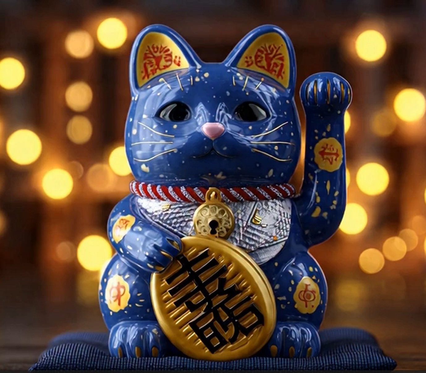 Maneki Neko bleu
